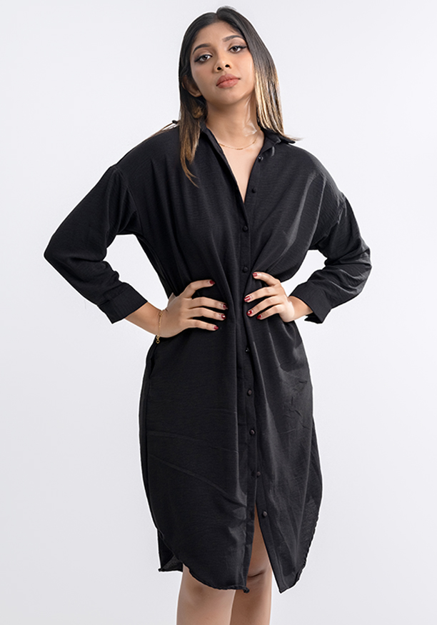 RUTH LONG SLEEVE BLACK DRESS